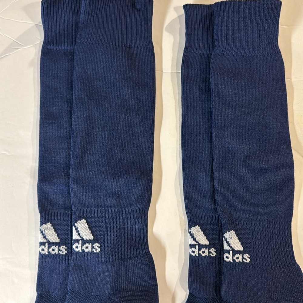 2 pair of Adidas Blue and White Football Soccer Socks Large